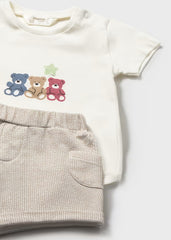 Conjunto Bermuda Osos Beige Mayoral  detalle