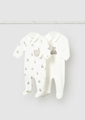 Set 2 Pijamas Cuello Estampado Osos Crudo Mayoral