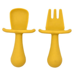 Set 2 Piezas Cubiertos En Silicona Con Estuche Amarillo