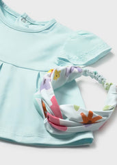 Conjunto Leggins Estampado con Balaca Flores Azul Mayoral detalle