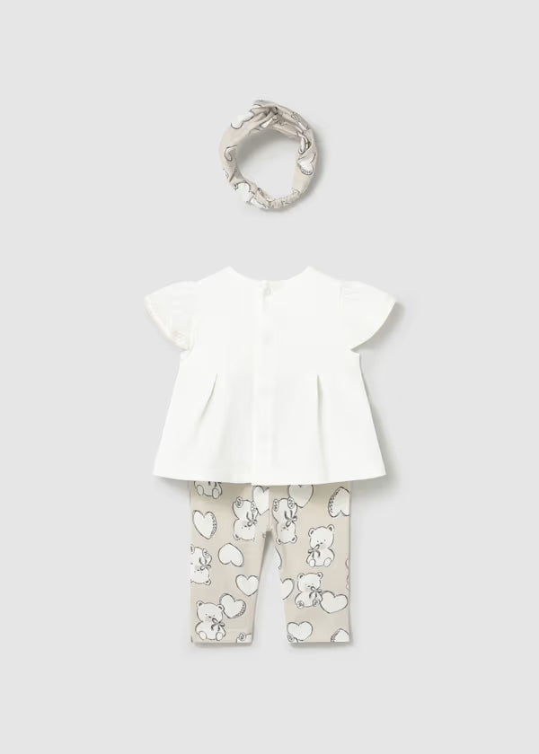 Conjunto Leggins Estampado con Balaca Corazones Beige Mayoral estilo
