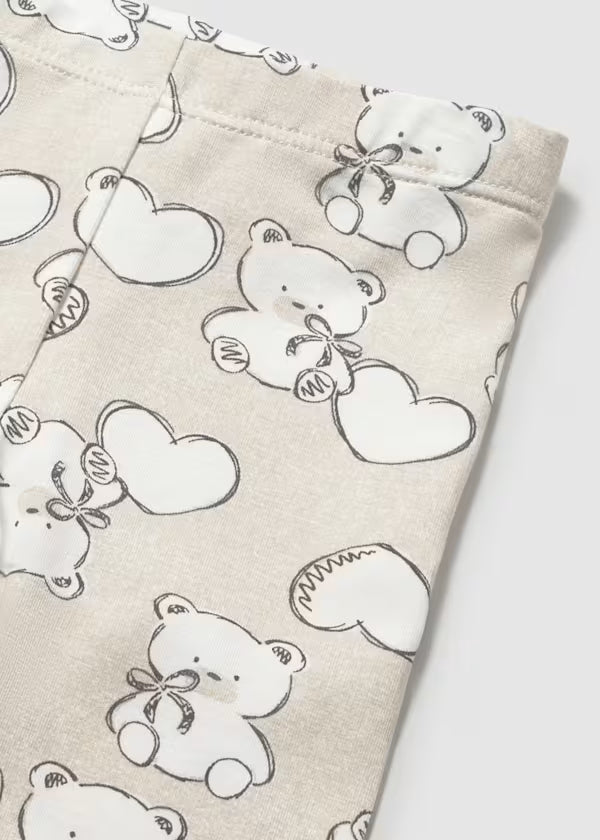 Conjunto Leggins Estampado con Balaca Corazones Beige Mayoral 