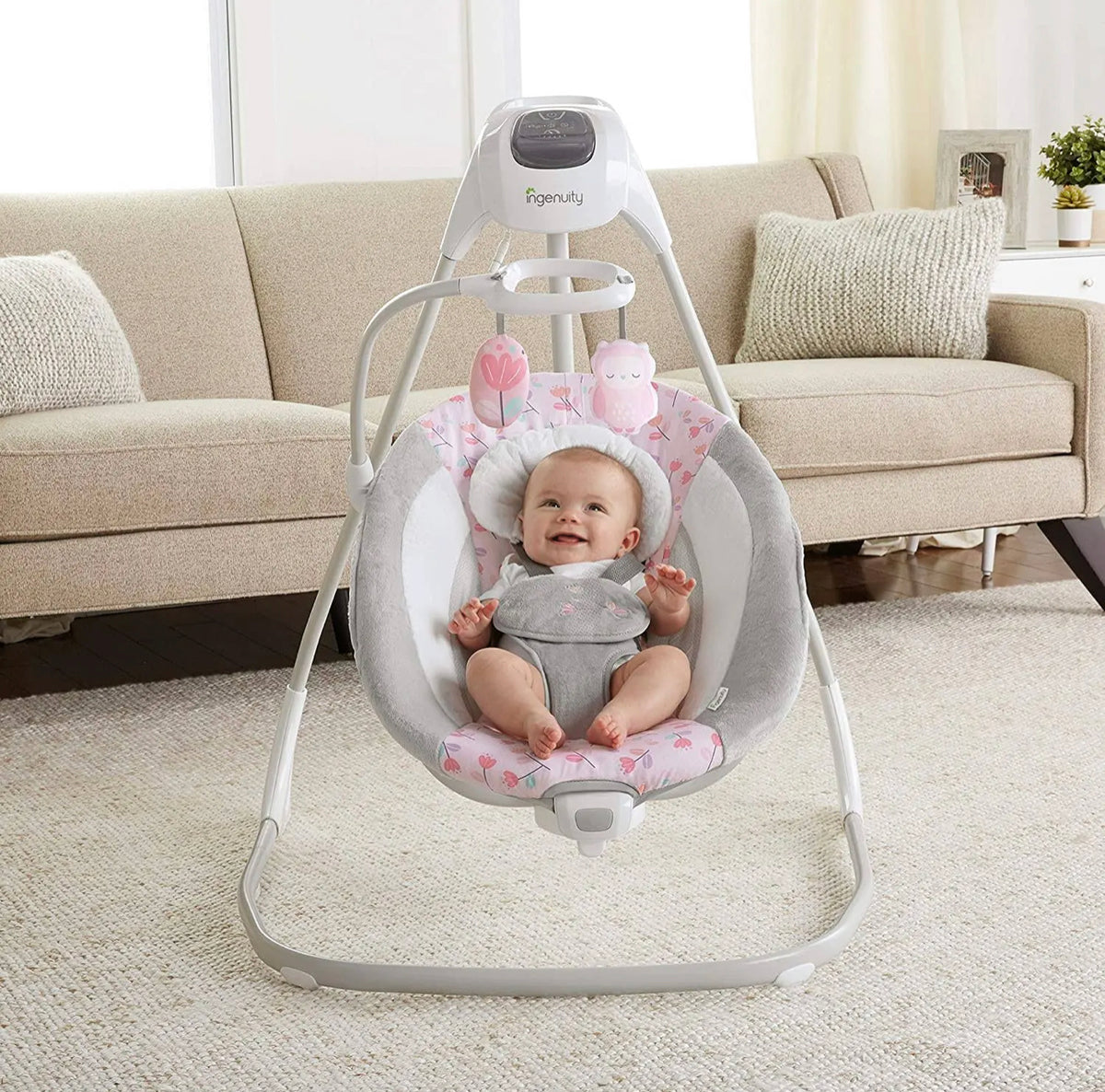 Silla Mecedora Eléctrica Rosa Búho Ingenuity