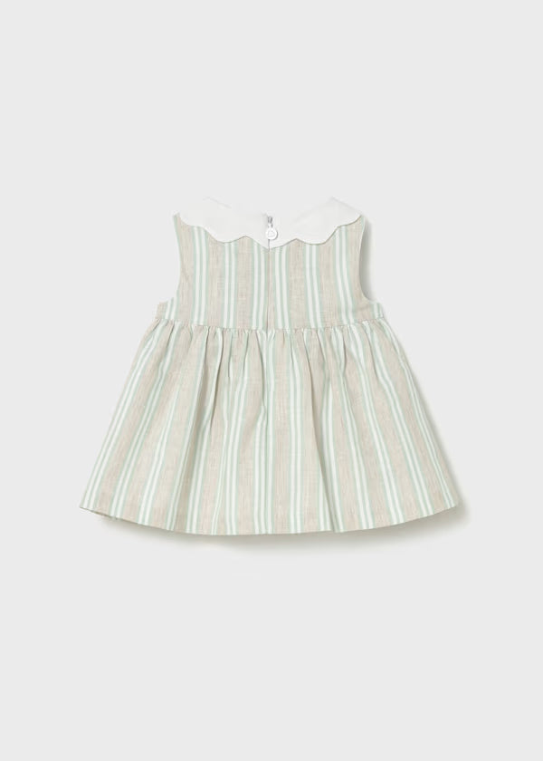 Vestido Cuello Lino Rayas Beige Mayoral detalle
