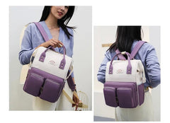 Pañalera Morral Combinada Triple Bolsillo Fashion Violeta