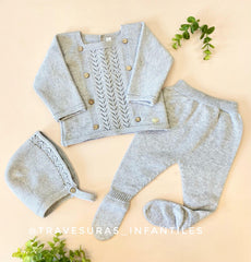 Conjunto Tricot Gris Primer Dia Martin Aranda