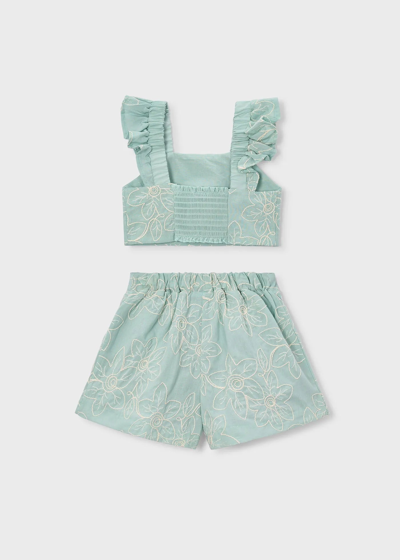 Conjunto Short Blusa Bordado Verde Menta Mayoral estilo