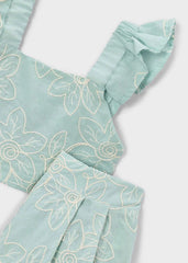 Conjunto Short Blusa Bordado Verde Menta Mayoral detalle