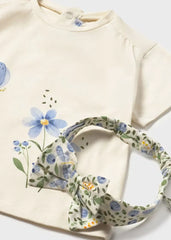 Blusa con Balaca Mariposa y Flores Beige Mayoral detalle