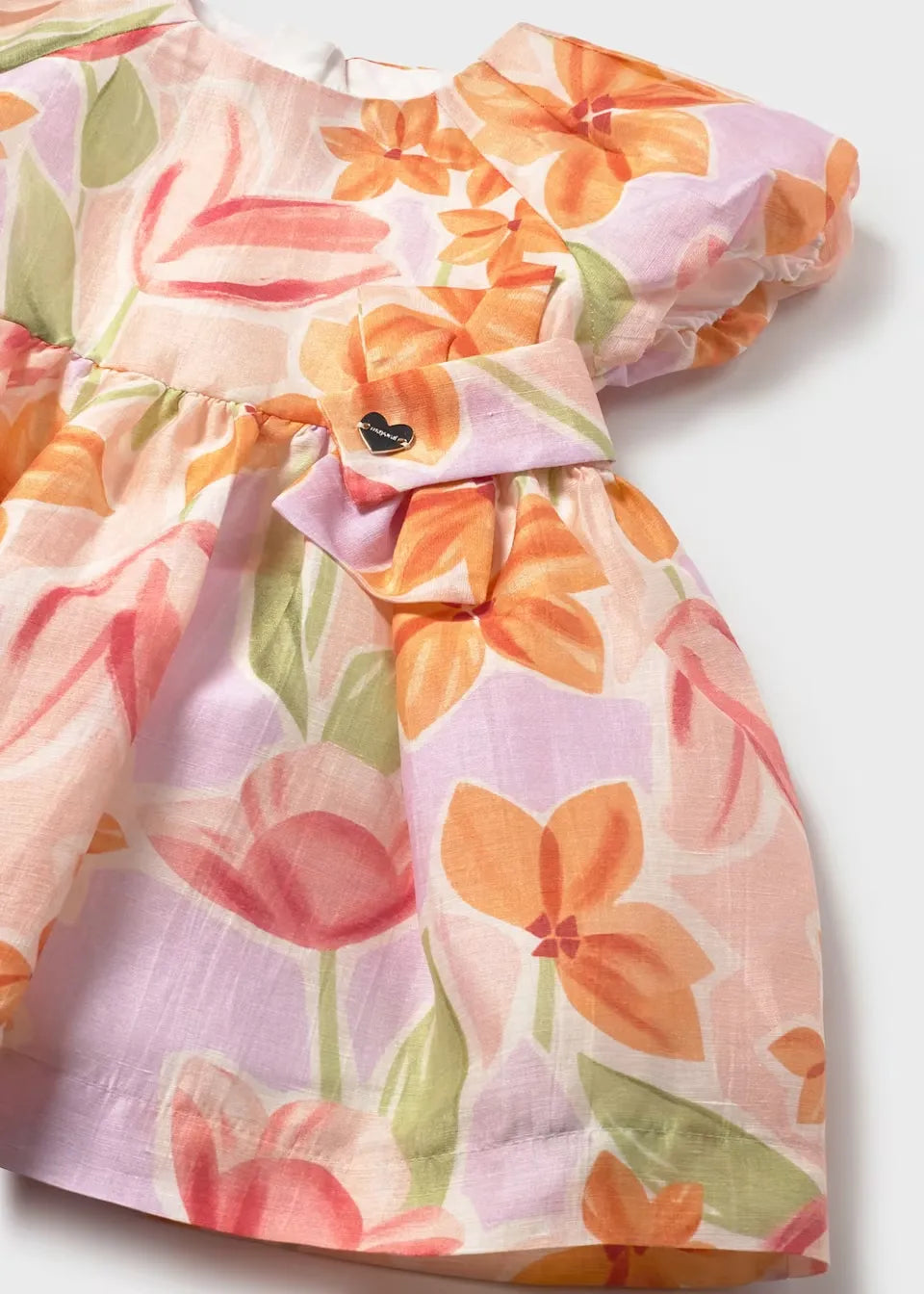 Vestido Estampado Flores Naranja Mayoral moño