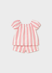 Conjunto Short Blusa Rayas Rosa Mayoral estilo