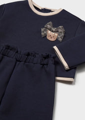 Conjunto Manga Larga Gato Bordado Navy Mayoral detalle