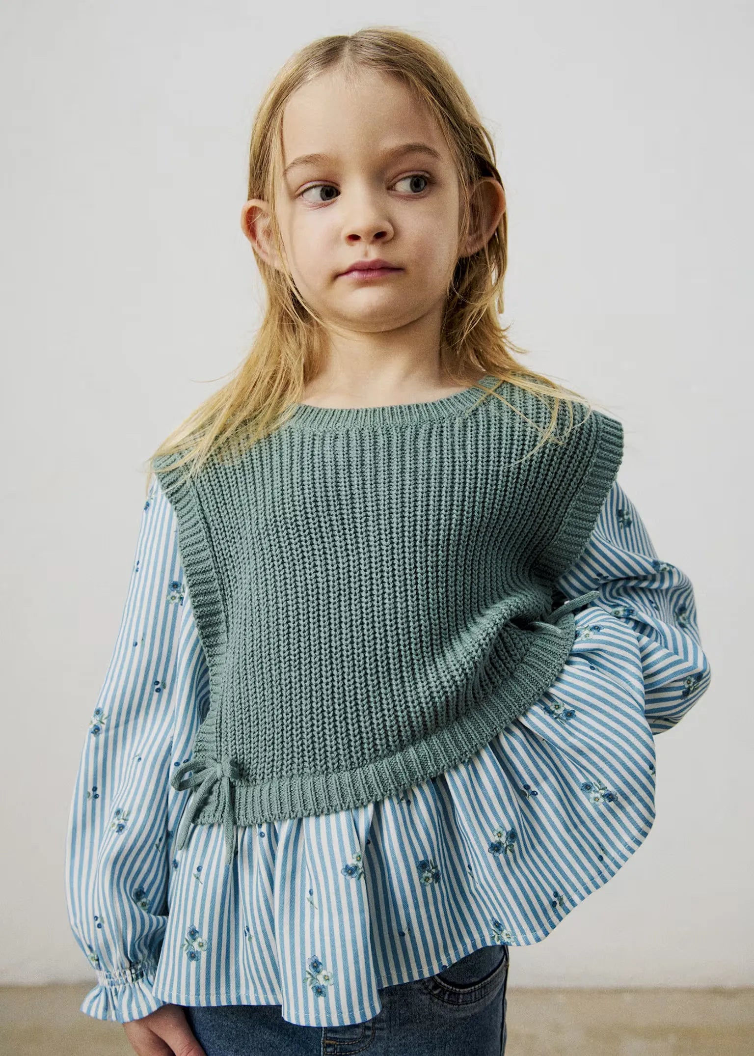 Blusa Estilo Chaleco Tricot Verde Azul Mayoral