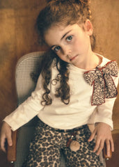 Blusa Manga Larga Moño Animal Printb modelo