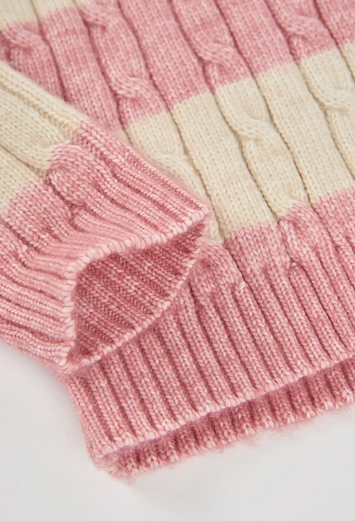 Saco Trenzado Combinado Rosa Boboli Detalle