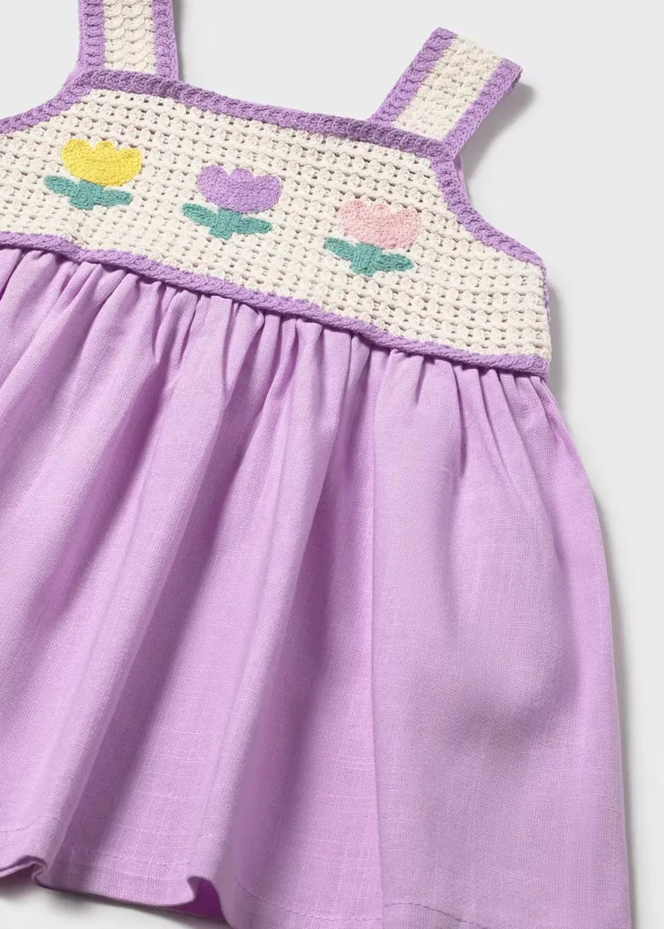 Vestido Combinado Tricot Flores Lila Mayoral detalle