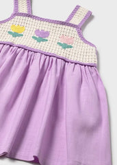Vestido Combinado Tricot Flores Lila Mayoral detalle