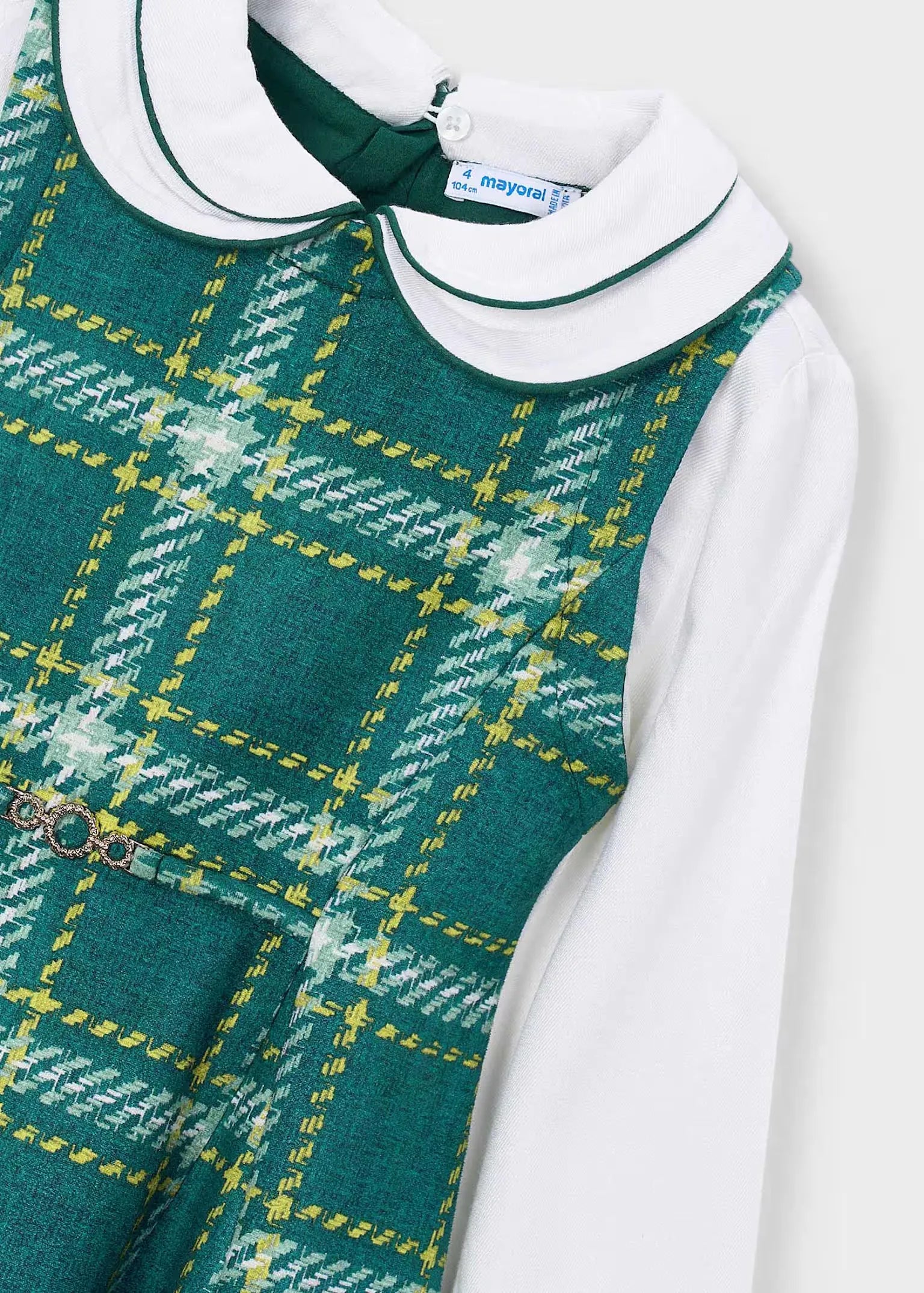 Vestido Combinado Pichi Cuello Verde Mayoral detalle