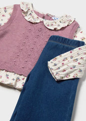 Conjunto Manga Larga Estilo Chaleco Flores Mayoral detalle