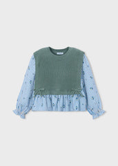 Blusa Estilo Chaleco Tricot Verde Azul Mayoral estilo