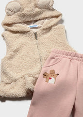 Conjunto 3 Piezas Chaleco Ovejero Rosa Mayoral estilo