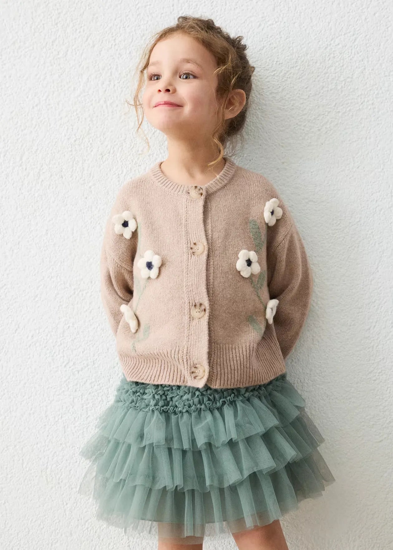 Saco Tricot Flores Café Mayoral MODELO