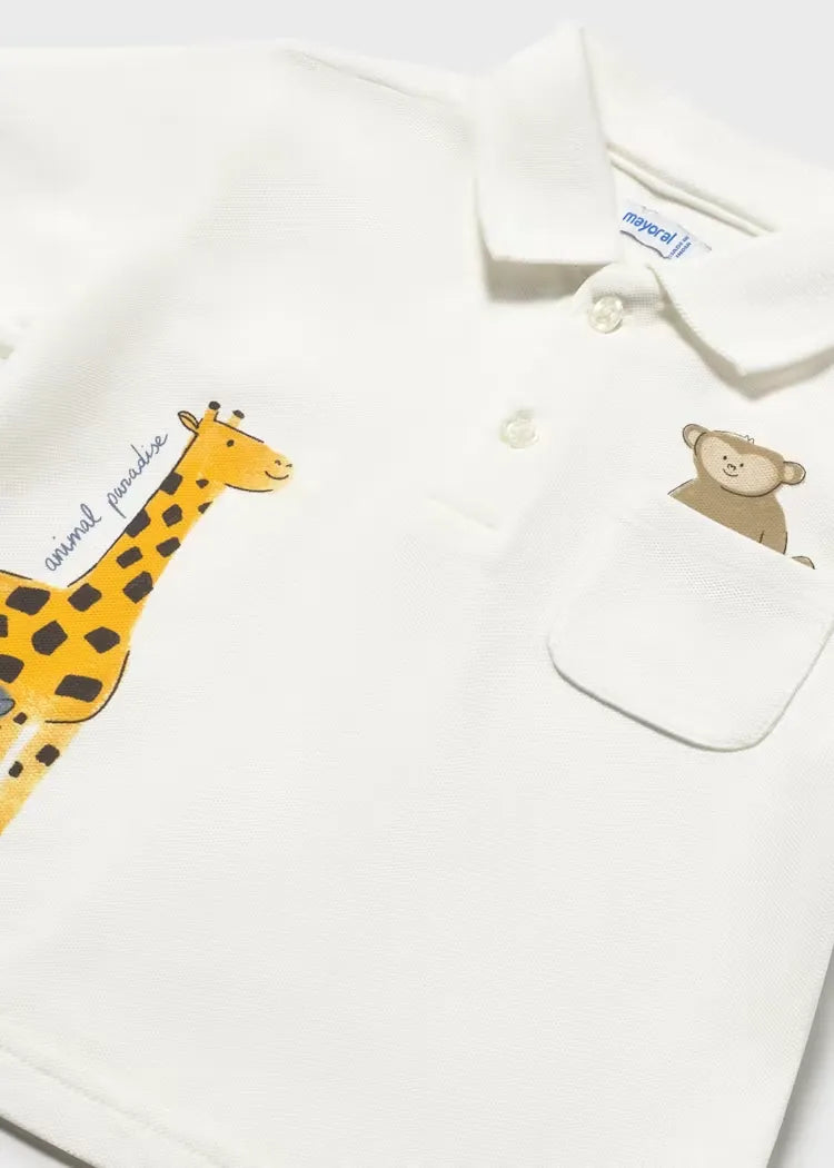 Polo Estampado Animales Blanco Mayoral detalle