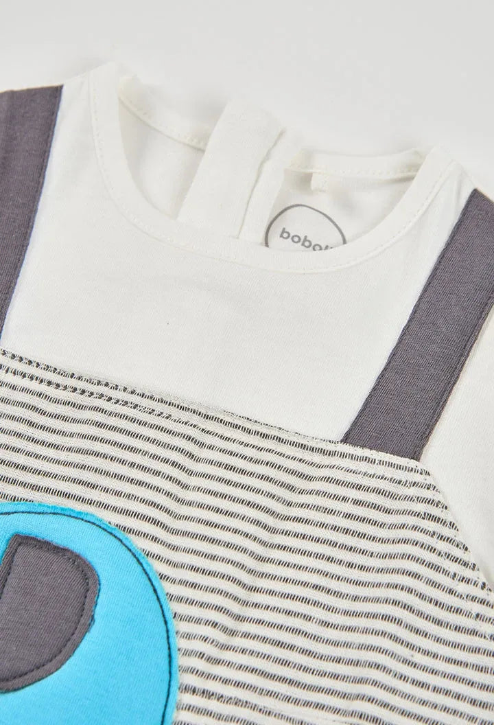 Pelele Combinado Rayas Elefante Gris Boboli DETALLE