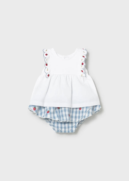 Conjunto Short Fresas Cuadros Azul Mayoral
