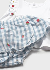 Conjunto Short Fresas Cuadros Azul Mayoral detalle