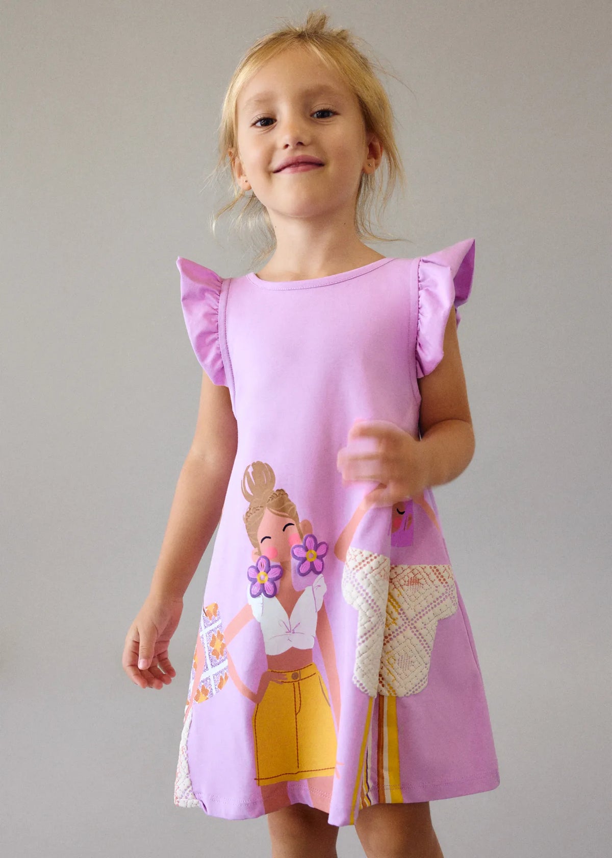 Vestido Estampado Volantes Lila Mayoral modelo