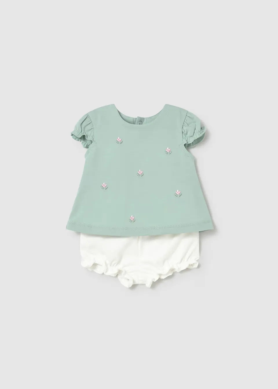 Conjunto Short Bordado Flores Verde Mayoral