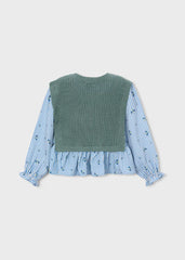 Blusa Estilo Chaleco Tricot Verde Azul Mayoral uso