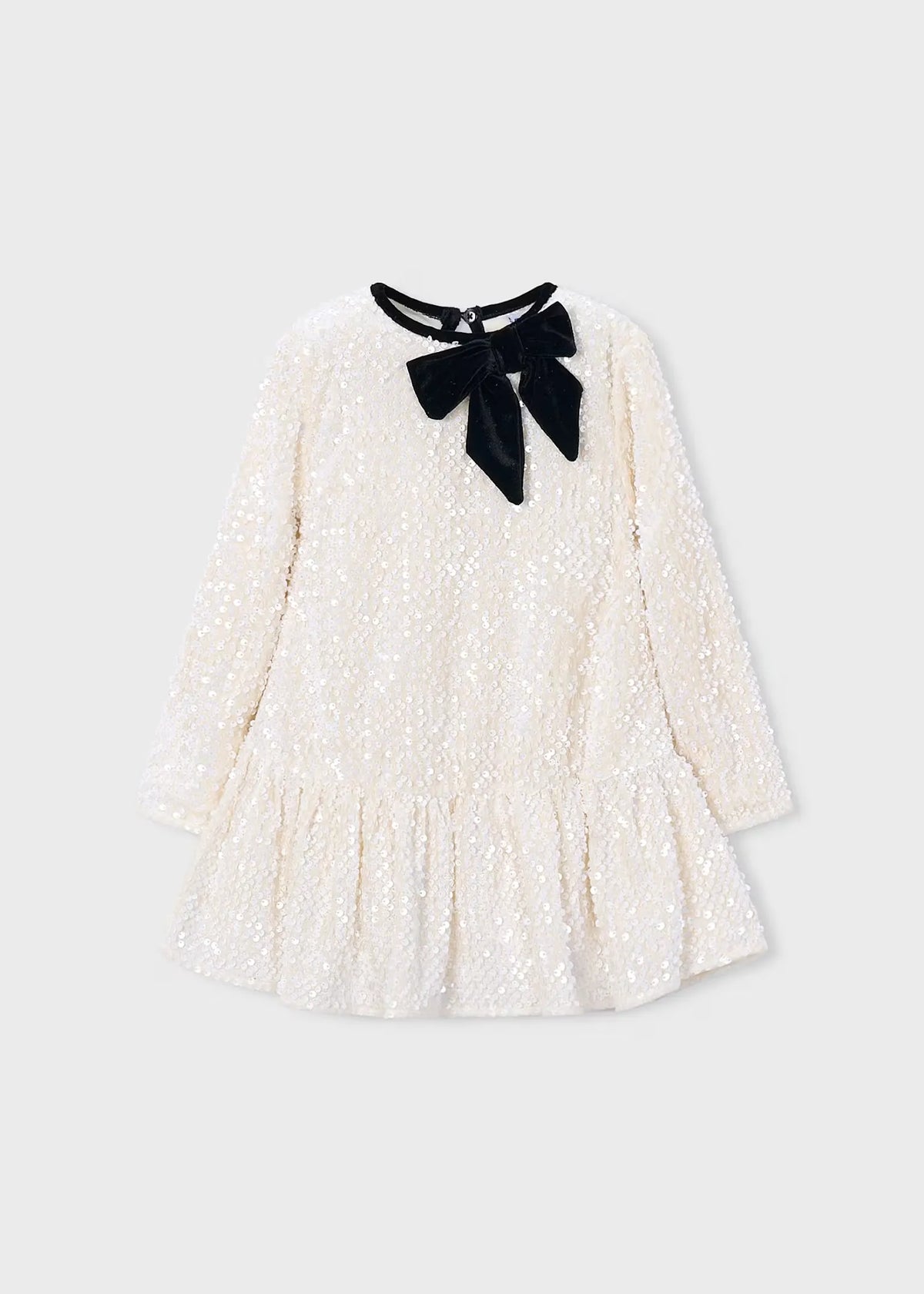 Vestido Lentejuelas Moño Crema Mayoral 