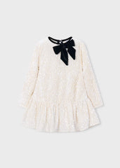 Vestido Lentejuelas Moño Crema Mayoral 