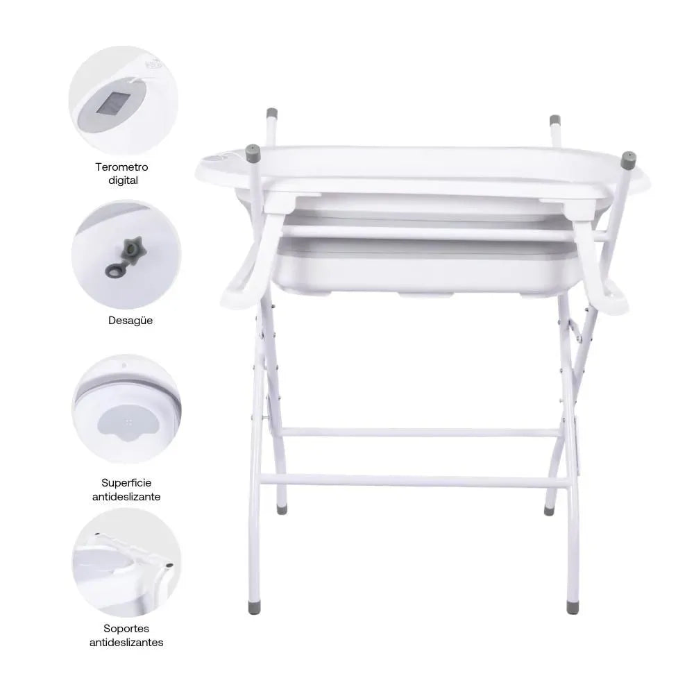 Bañera Plegable Con Soporte Alto Ocean Gris Bebebsit modelo