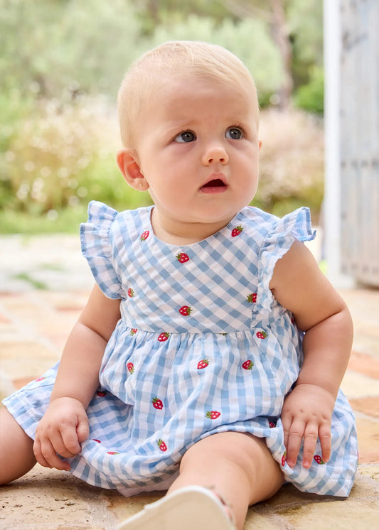 Vestido Fresas Cuadros Azul Mayoral modelo