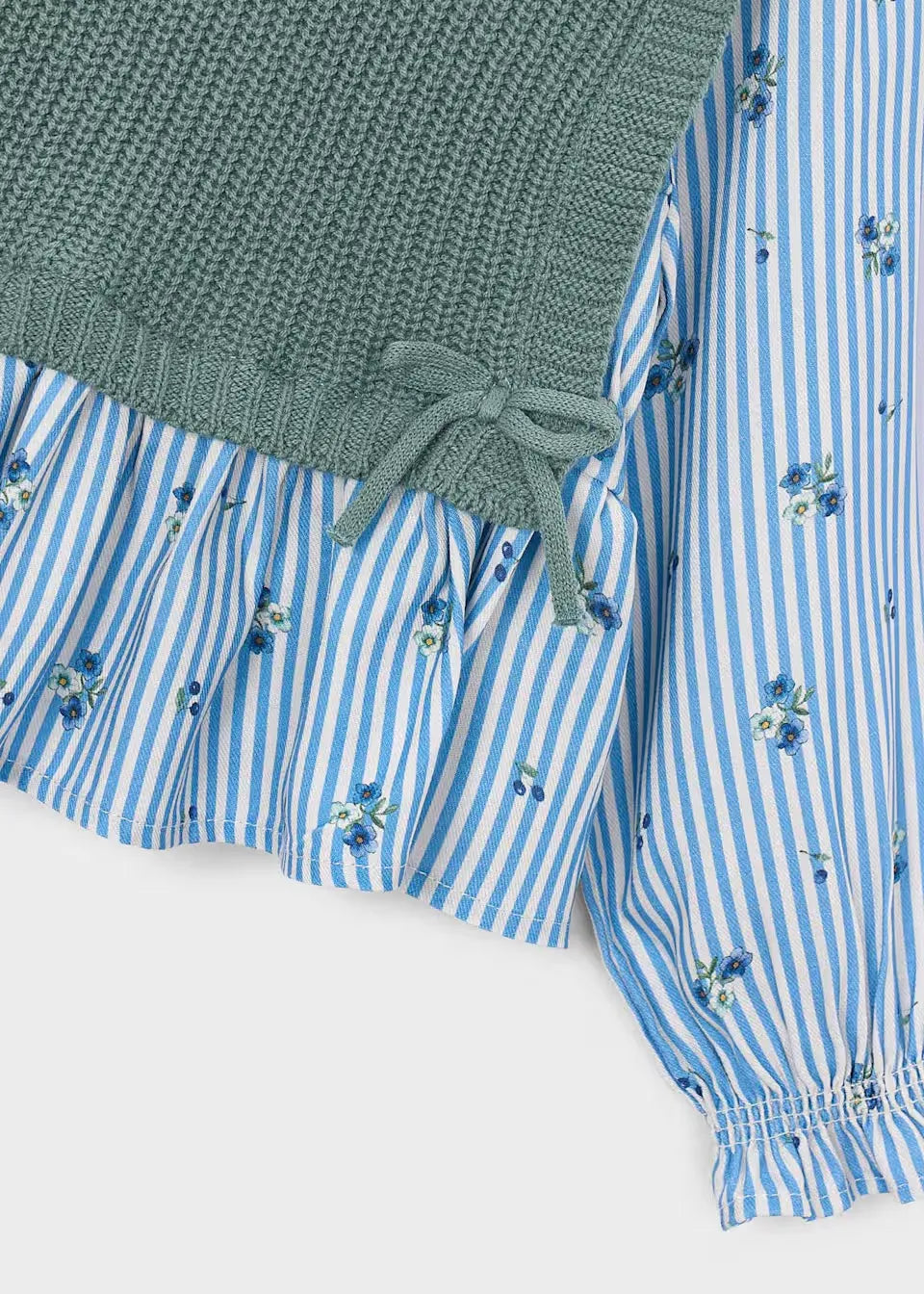 Blusa Estilo Chaleco Tricot Verde Azul Mayoral Detalle