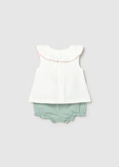 Conjunto Short Bordado Flores Blanco Mayoral