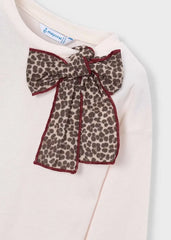 Blusa Manga Larga Moño Animal Print detalle