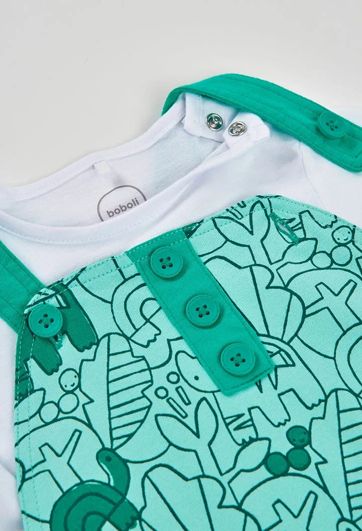 Conjunto Overol Estampado Animales Verde Boboli detalle