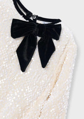 Vestido Lentejuelas Moño Crema Mayoral DETALLE