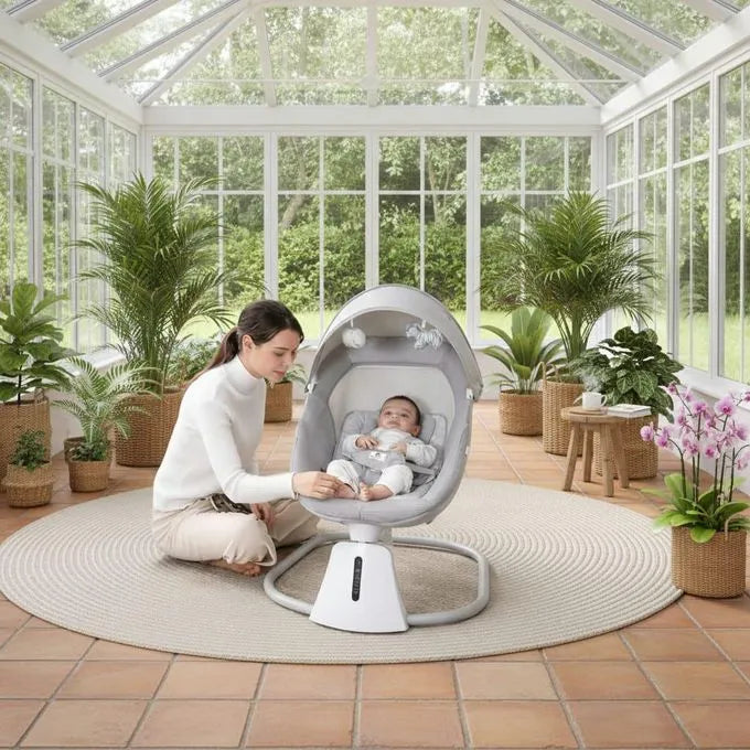 Silla Mecedora Electrónica 3 en 1 Aura Deluxe Bassinet Gris Mastela modelo