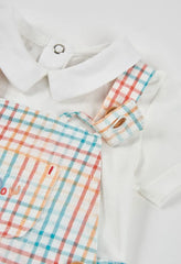 Conjunto Overol Cuadros Hipopotamos Blanco Boboli detalle