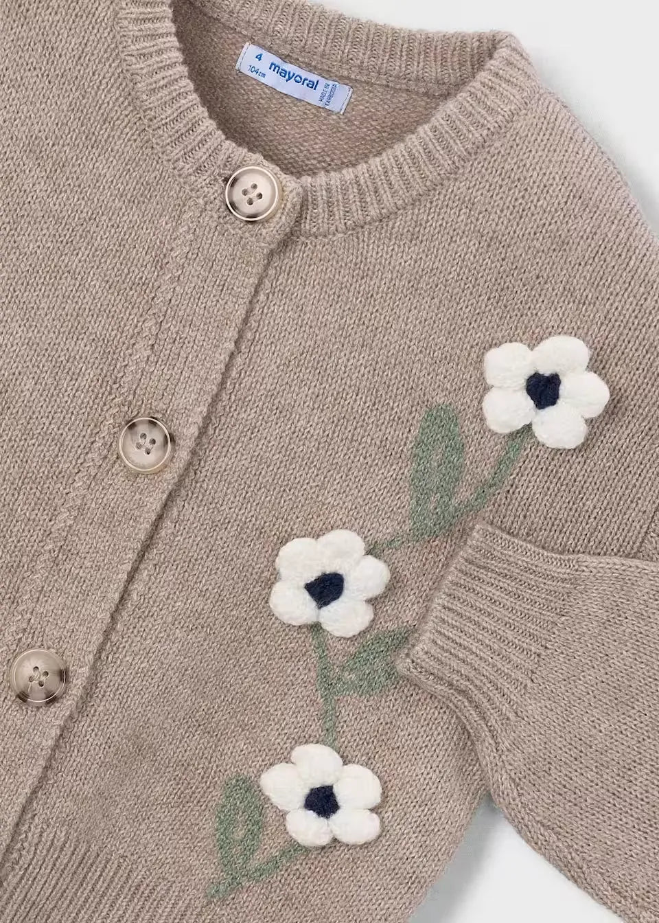 Saco Tricot Flores Café Mayoral DETALLE
