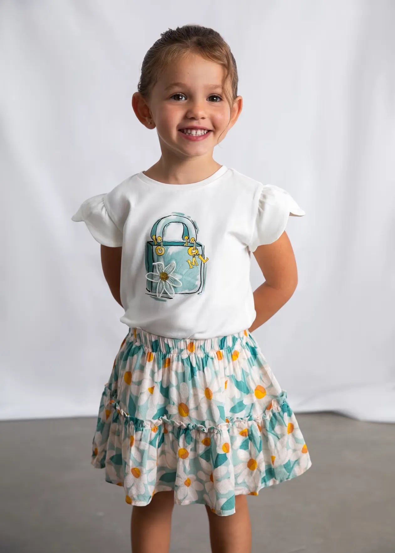 Blusa Estampado Bolso Verde Blanco Mayoral MODELO