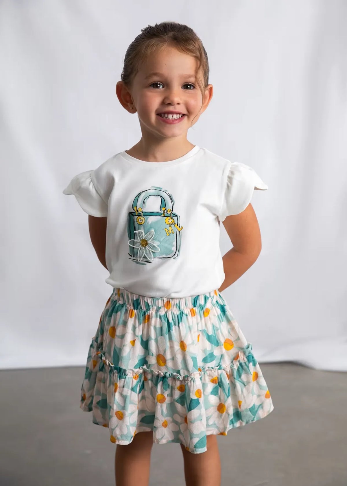 Blusa Estampado Bolso Verde Blanco Mayoral MODELO