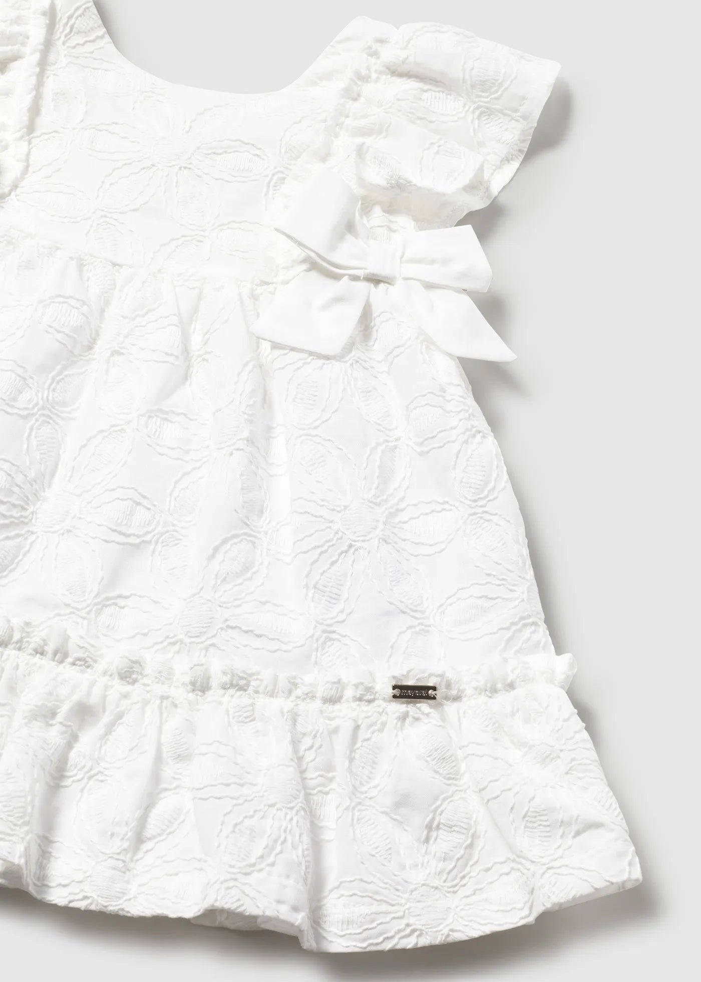 Vestido Bordado Flores Blanco Mayoral detalle