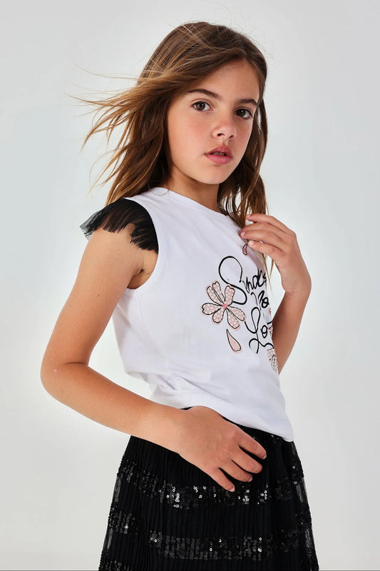 Conjunto Falda Tul Lentejuelas Negro Boboli modelo
