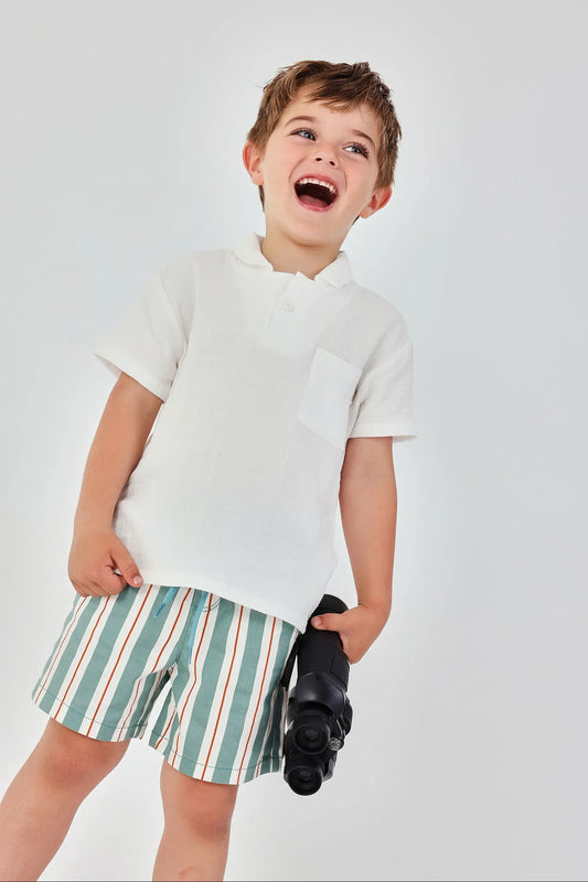 Conjunto Bermuda Rayas Camisa Manga Corta Boboli modelo
